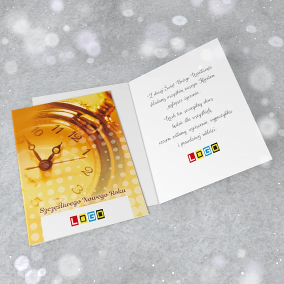 Karnet „Kieszonkowy czasomierz w żółciach” z przodu i od środka, wzór BN1-222