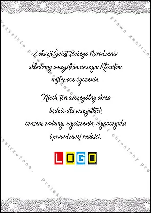 Rewers bez grafiki frontu, gotowy na wydruk życzeń i znaku firmy