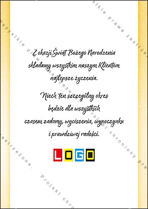 Tył kartki jednostronnej, wolna powierzchnia na życzenia i logo firmy
