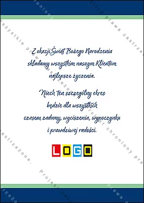 Tył kartki jednostronnej, wolna powierzchnia na życzenia i logo firmy