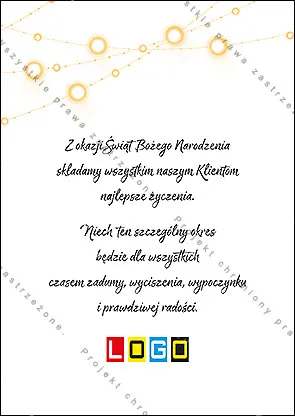 Rewers kartki nieskładanej, miejsce na tekst życzeń oraz logo firmy