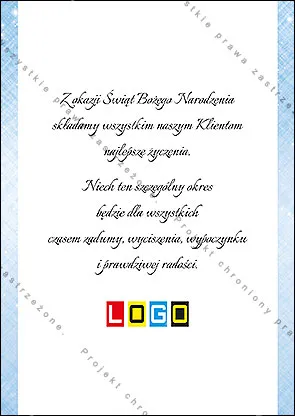 Rewers kartki zostawiony wolny na własne życzenia oraz logo firmy