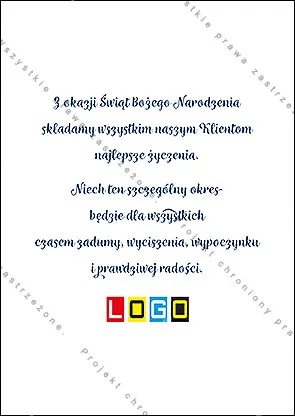 Rewers bez grafiki, zostawiony na życzenia oraz logo nadawcy kartki