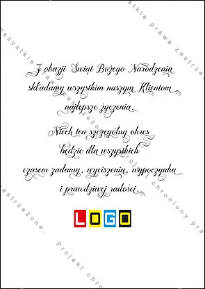 Odwrotna strona kartki pozostawiona czysta, na własne życzenia i logo firmy