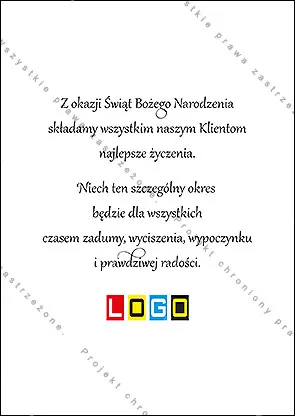 Druga strona kartki bez grafiki, z miejscem na życzenia oraz logo nadawcy
