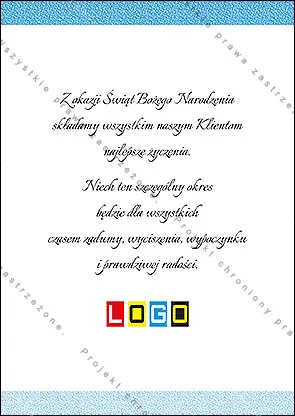 Odwrotna strona kartki pozostawiona czysta, na własne życzenia i logo firmy