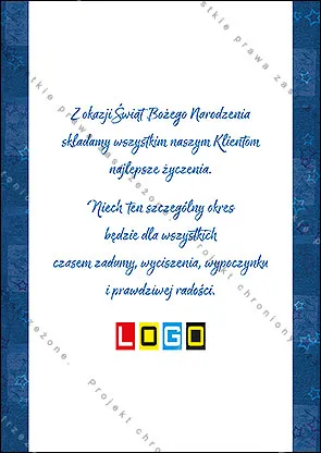 Rewers jednostronnie zadrukowanej kartki, przygotowany pod tekst życzeń i znak firmy