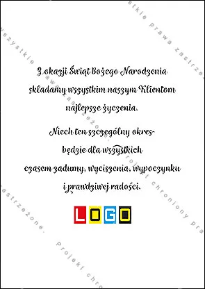 Rewers jednostronnie zadrukowanej kartki, przygotowany pod tekst życzeń i znak firmy