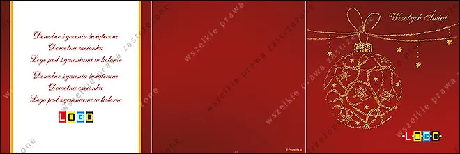 Czerwony front CD-karnetu ze złotą bombką na kokardzie i kaligraficznym napisem w prawym górnym rogu