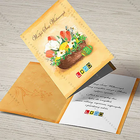 Odwrót w tym samym odcieniu pomarańczu z roślinnym ornamentem