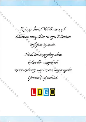 Trzy pomarańczowe kieliszki z malowanymi jajami na jasnym blacie, nad nimi granatowy napis na błękitnej akwareli