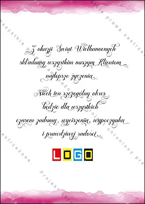Owal z gęstym bukietem pastelowych róż na brzoskwiniowym tle, wokół motyle, u góry i dołu różowe plamy akwareli